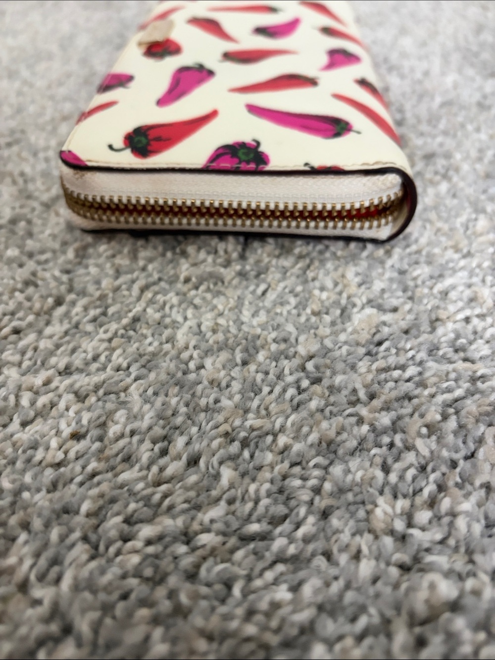 kate spade Cream Zip-Around Wallet with Red & Pink Pepper Pattern - Picture 5 of 7